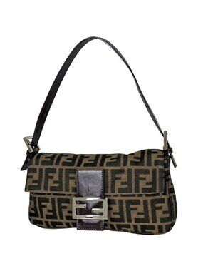 Fendi Shoulder Bag Zucca Mamma Baguette Canvas Brown
